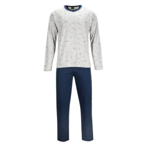 Herenpyjama met Pijlmotief – Grijs & Blauw
