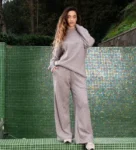 Dames Homewear Set Trui & Broek wol (Bruin)