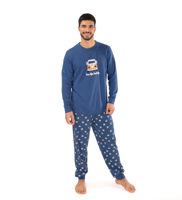 25457-2 Van life blauw pyjama heren