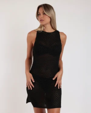 Gehaakte Mouwloze Jurk (Zwart)