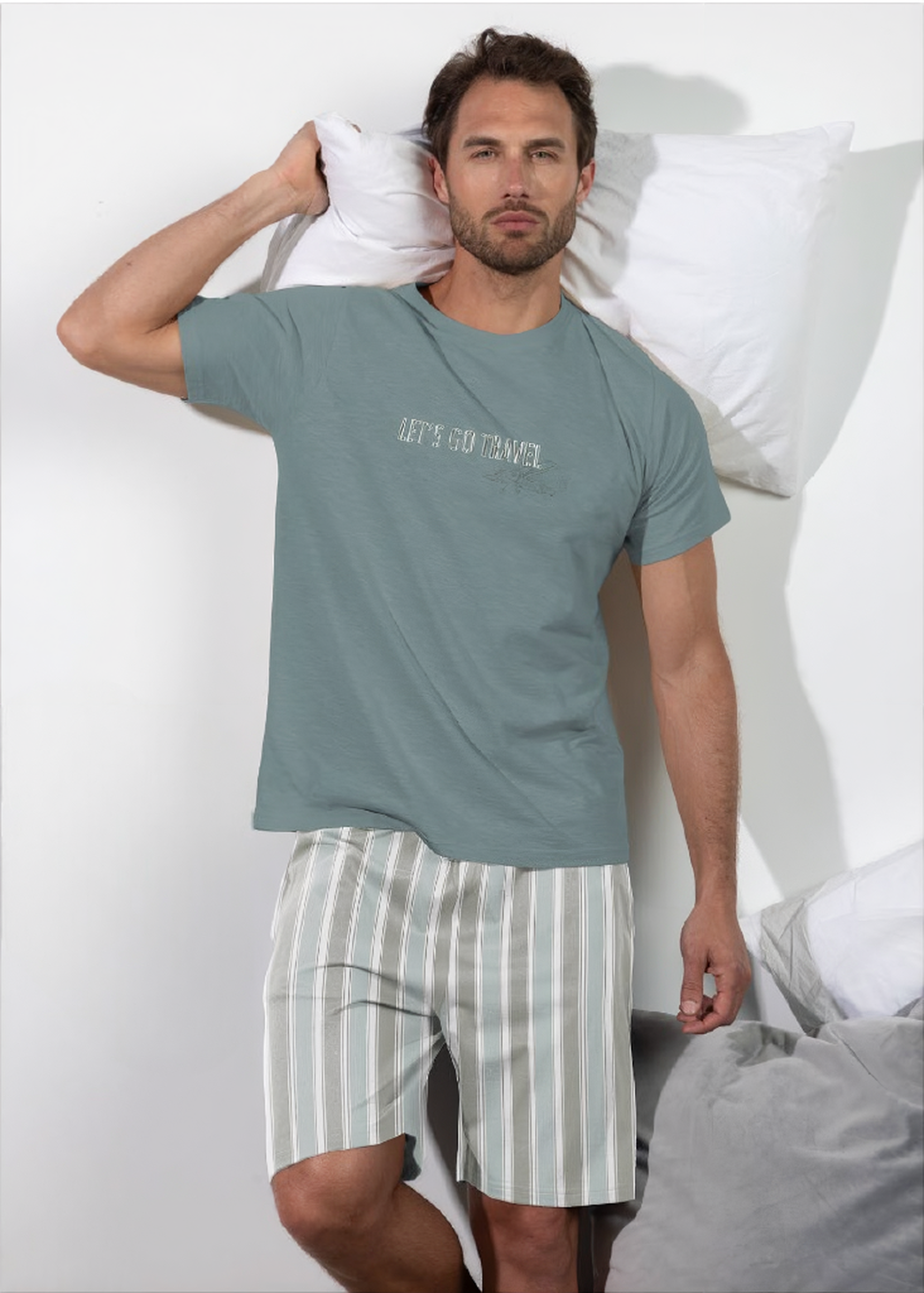 Let’s Go Travel Korte Pyjama Heren (Groen)