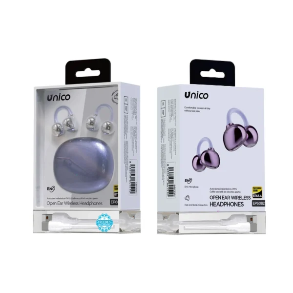 OWS Bluetooth Clip-On Oordopjes – Open-Ear – Inclusief Oplaadcase – Sport & Outdoor - Lila