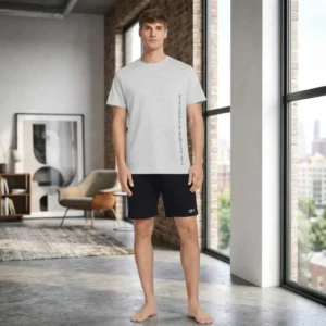 8730-41-2620-7 CR7 Heren Korte Pyjama Set (Lichtgrijs & Zwart)