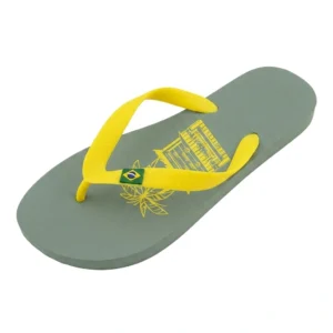 CH62-KG. Chiringuito 'Graphic' Brazil Slippers – Dames & Juniors - Kaki & Geel - Broomium