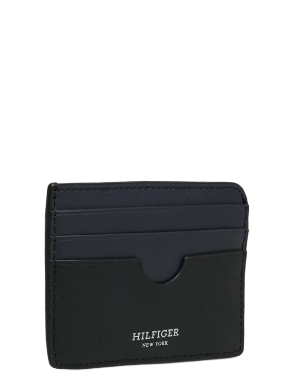Tommy Hilfiger Saffiano Pasjeshouder - Luxe Heren Kaarthouder - Navy/Zwart - Broomium