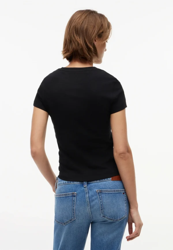 DW0DW23479-6 Tommy Hilfiger Dames T-shirt - Korte Mouwen - Casual Shirt Katoen - Zwart - Broomium