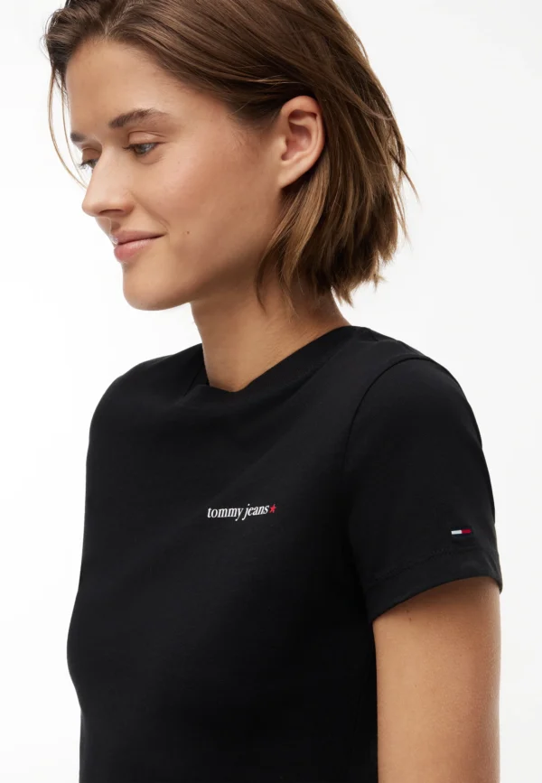 DW0DW23479-8 Tommy Hilfiger Dames T-shirt - Korte Mouwen - Casual Shirt Katoen - Zwart - Broomium