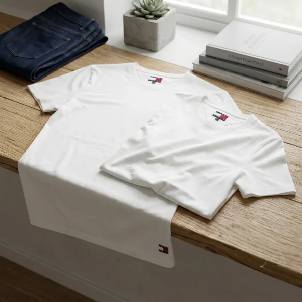 UM0UM03157 Tommy Hilfiger Premium Unisex T-Shirts - 2-Pack - Korte Mouwen - Wit - Broomium