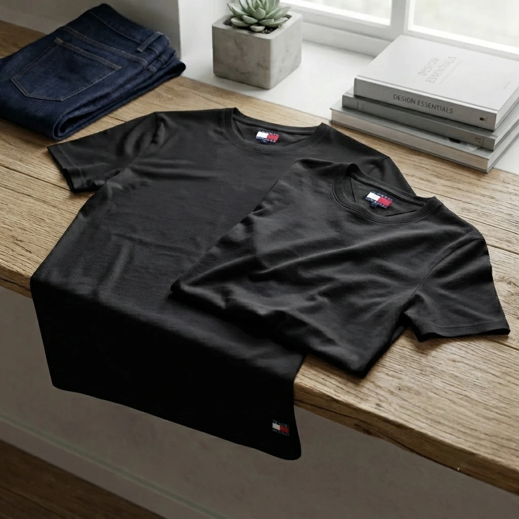 Tommy Hilfiger premium unisex t-shirt 2 pack zwart, geschikt voor dames en heren