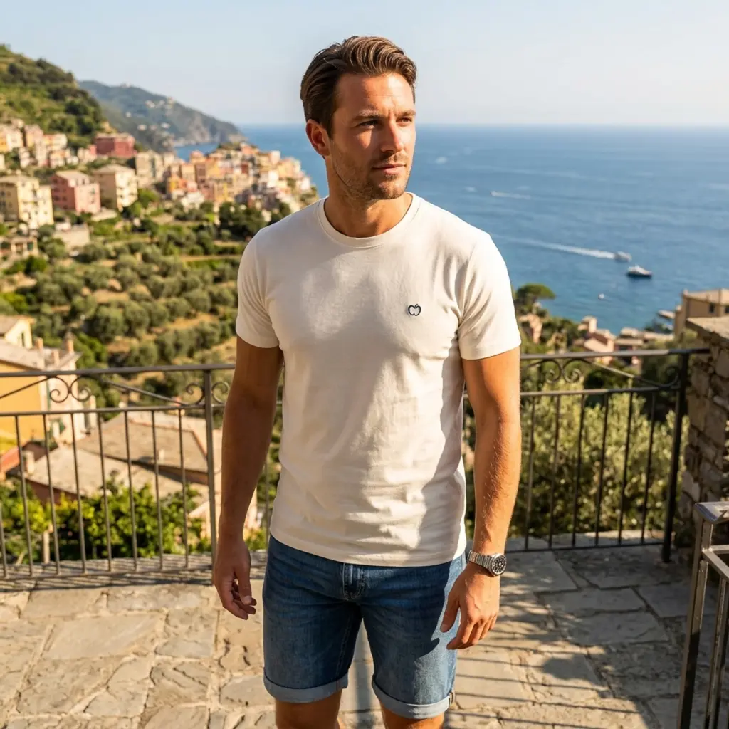 Baci en Abbracci katoenen heren t-shirt wit, premium casual shirt