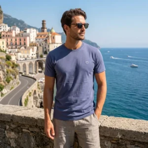 Baci & Abbracci Katoenen Heren T-Shirt - Indigo