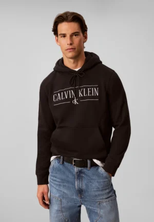 Calvin Klein Jeans Varsity Serif Hoodie Heren - Zwart