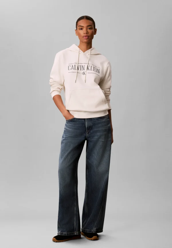 Calvin Klein Jeans Varsity Serif Hoodie - Tofu (Beige)