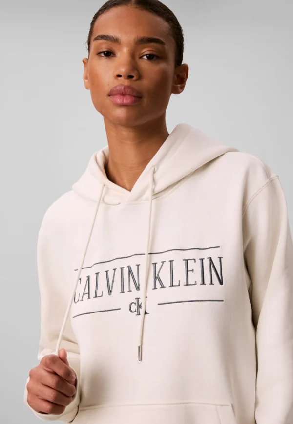 Calvin Klein Jeans Varsity Serif Hoodie - Tofu (Beige)