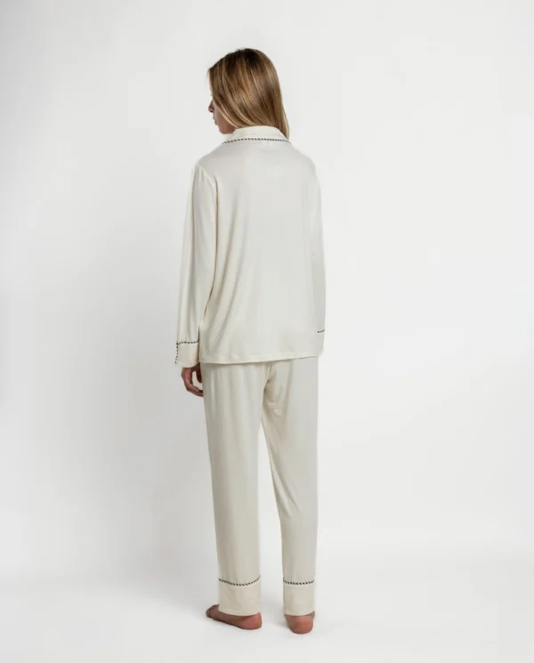 Admas Pearl Dames Pyjama Open Lange Mouw – Cava
