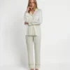 Admas Pearl Dames Pyjama Open Lange Mouw – Cava