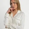Admas Pearl Dames Pyjama Open Lange Mouw – Cava