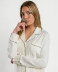 Admas Pearl Dames Pyjama Open Lange Mouw – Cava