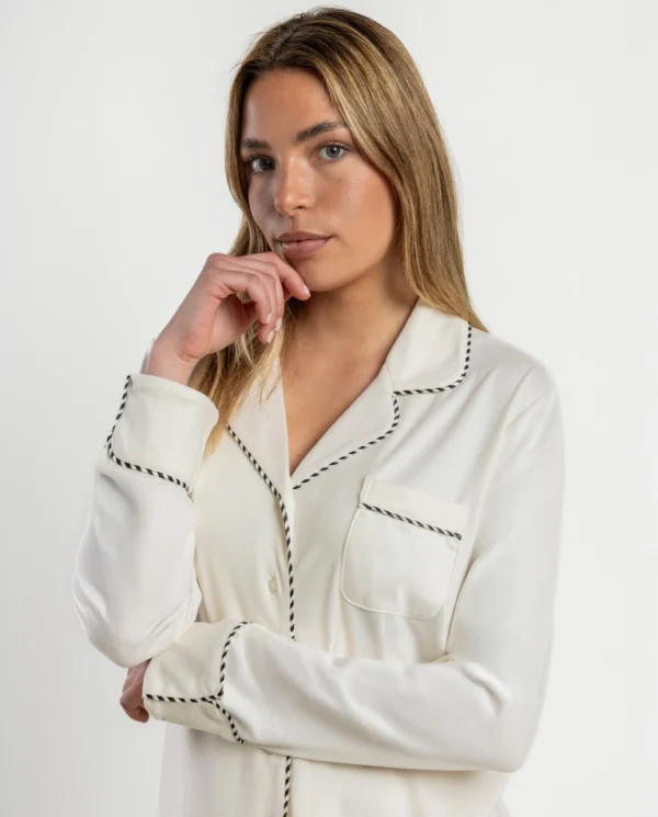 Admas Pearl Dames Pyjama Open Lange Mouw – Cava