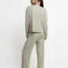 64638-0-000359-1 Admas Comfy Dames Pyjama Rondhals Lange Mouw – Grijs/Groen