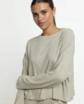 Admas Comfy Dames Pyjama Rondhals Lange Mouw – Grijs/Groen