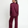 Admas Diplomatic Satijnen Dames Pyjama Open Lange Mouw – Bordeaux