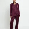 Admas Diplomatic Satijnen Dames Pyjama Open Lange Mouw – Bordeaux