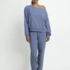 64862-0-000204 Admas 'Yoga Girl' Dames Pyjama Boothals Lange Mouw - Blauw