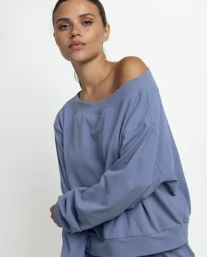64862-0-000204-2 Admas 'Yoga Girl' Dames Pyjama Boothals Lange Mouw - Blauw